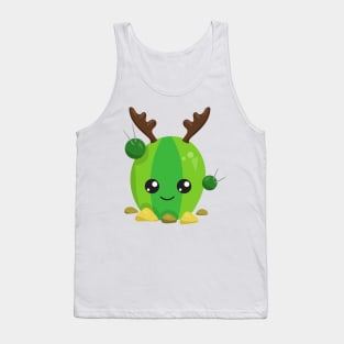 Christmas Cactus, Cute Cactus, Antlers, Holiday Tank Top